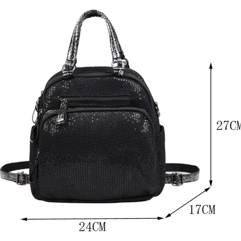 Sequin Mini Backpack Rucksack Purse - Picture 4 of 8